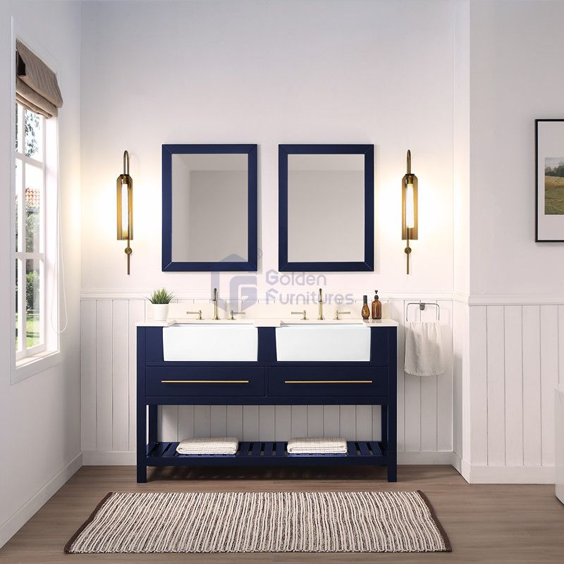 Lily2060NB Navy Blue 60 Inch Double Sinks Vietnam Bathroom Vanity Factory