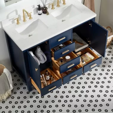 Rose2048D Navy Blue Solidwood Freestanding Vietnam Vanity