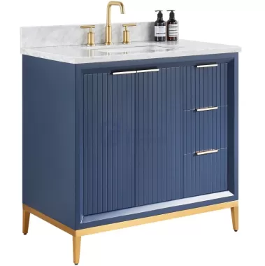 Orchid4036 Modern Design Metal Decoration Wood Freestanding Wood Vanity