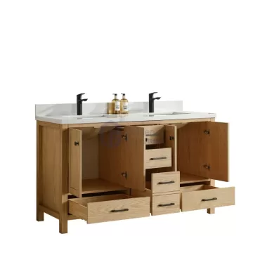 Rose1060 Double Sinks Solidwood Freestanding Vietnam Vanity